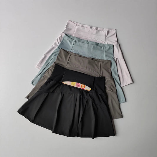 High Waisted Sports Short Skirt, Summer New Cool and Anti Glare Lined Shorts Women's Fitness Yoga Quick Drying A-line Skirt Saison & Style